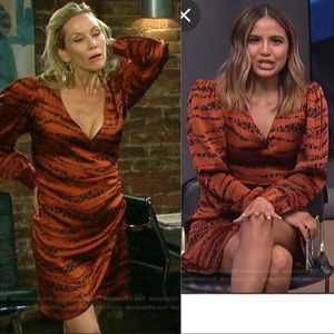 Anine Bing Penelope Dress Zebra Print Silk Wrap Dress ASO TV Animal Print Luxury